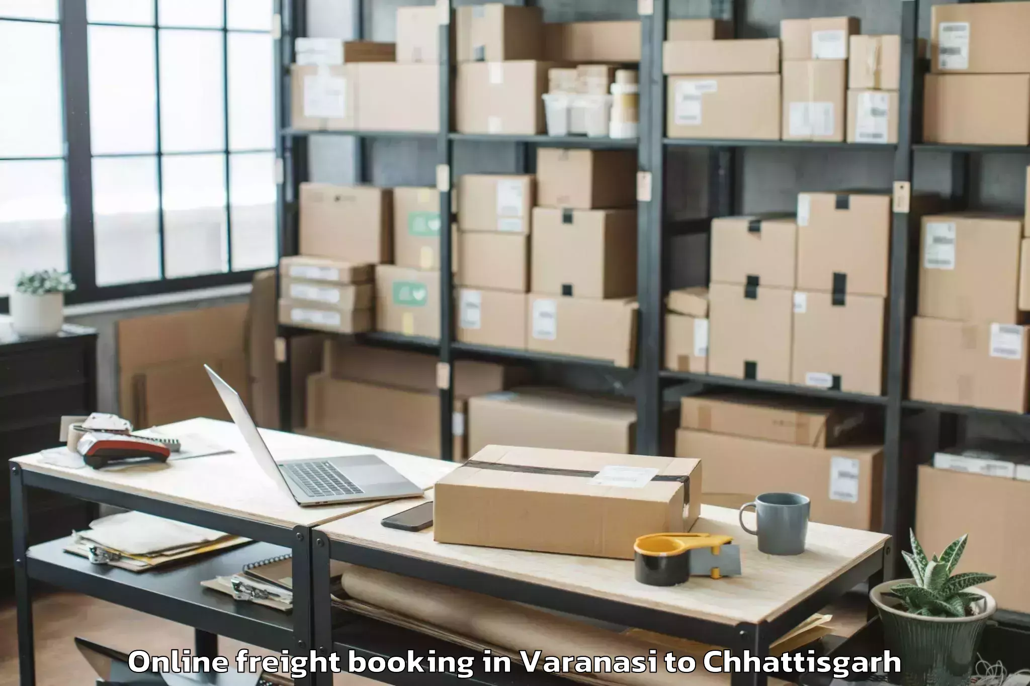 Top Varanasi to Pathalgaon Online Freight Booking Available